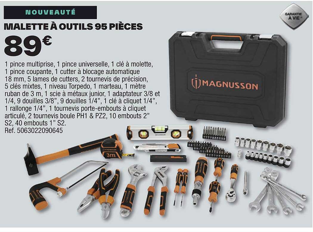 malette à outils 95 pièces magnusson