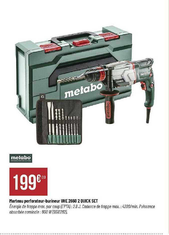 marteau perforateur-burineur uhe 2660 2 quick set metabo