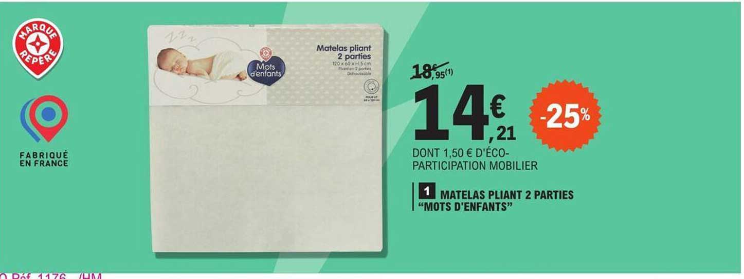matelas pliant 2 parties "mots d'enfants"