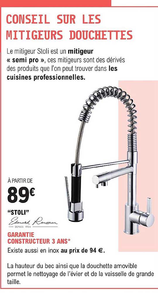 mitigeur semi pro stoli edouard rousseau