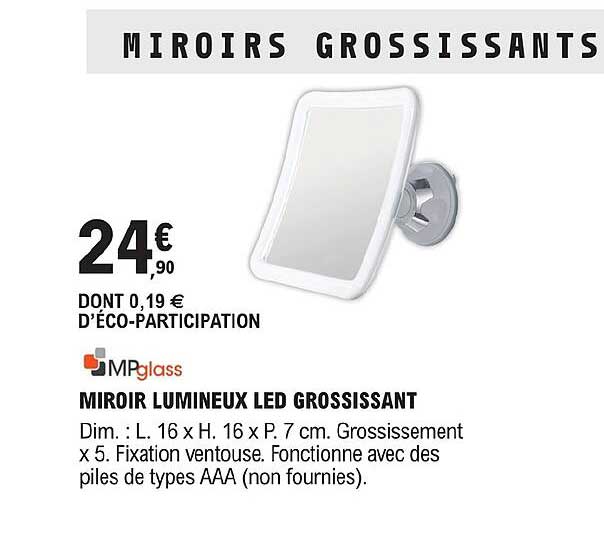 mpglass miroir lumineux led grossissant