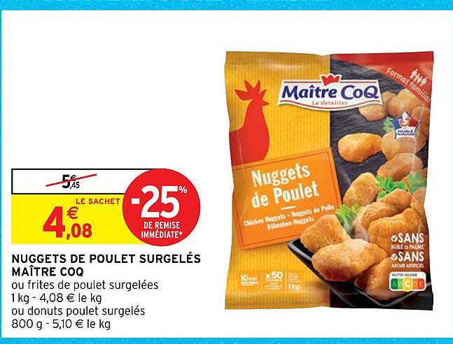 nuggets de poulet surgelés maître coq