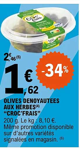 Olives Dénoyautées Aux Herbes "croc'frais"