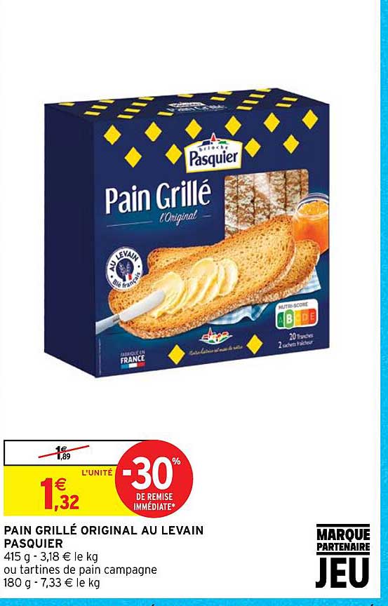 Pain Grillé Original Au Levain Pasquier