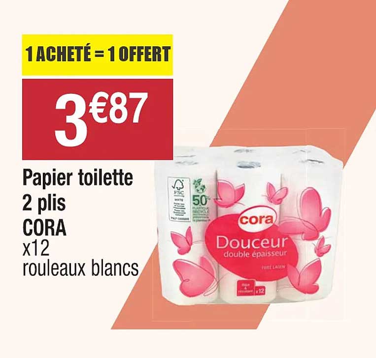 papier toilette 2 plis cora