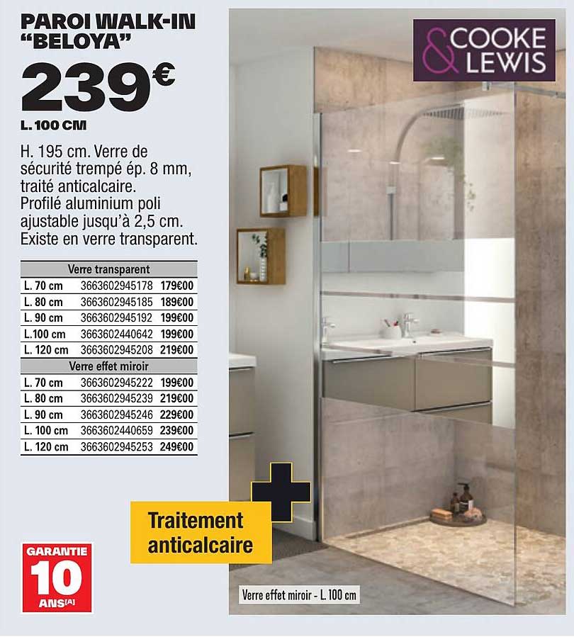paroi walk-in "beloya" cooke & lewis