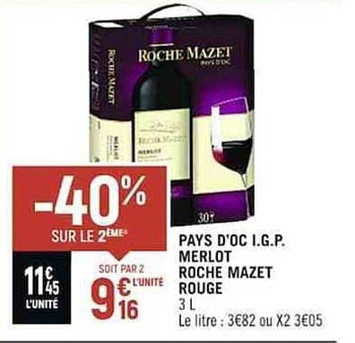 pays d'oc i.g.p. merlot roche mazet rouge