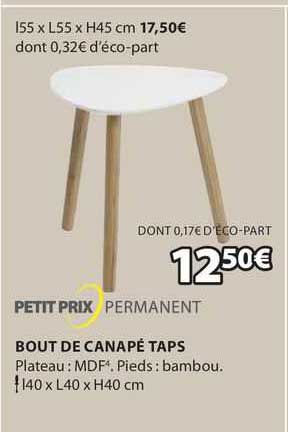 petit prix permanent bout de canapé taps