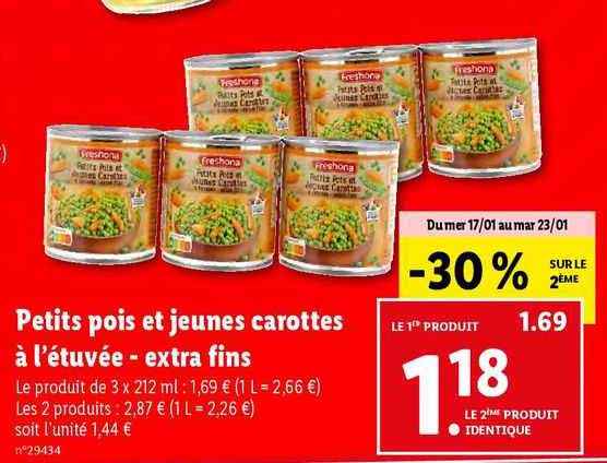 petits pois et jeunes carottes à l'étuvée - extra fins freshona