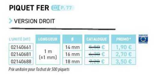 piquet fer version droit