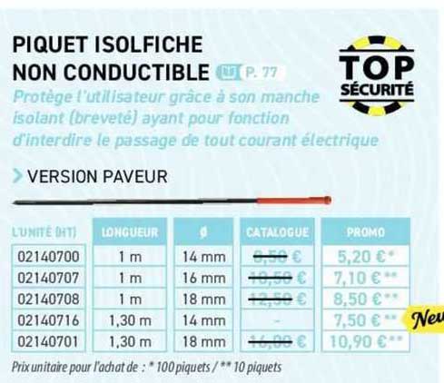 piquet isolfiche non conductible