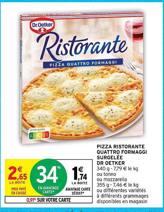 Pizza Ristorante Quattro Formaggi Surgelée Dr Oetker