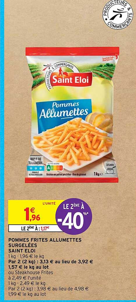 pommes frites allumettes surgelées saint éloi