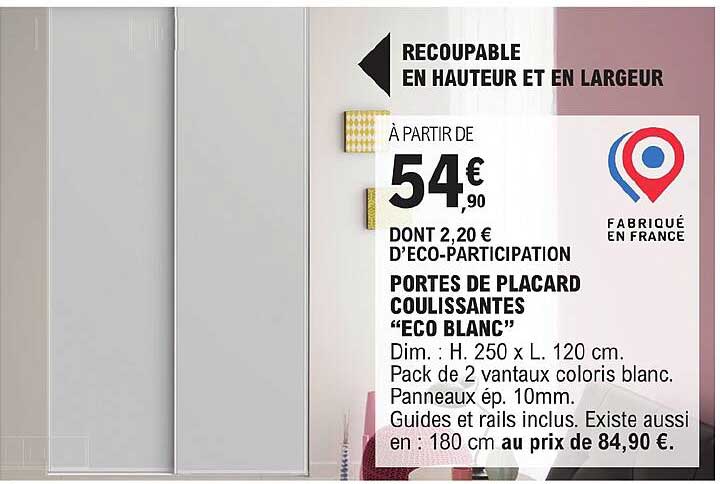 Portes De Placard Coulissantes Eco Blanc
