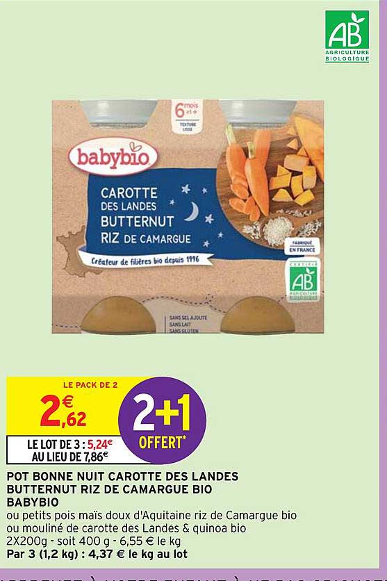 pot bonne nuit carotte des landes butternut riz de camargue bio babybio