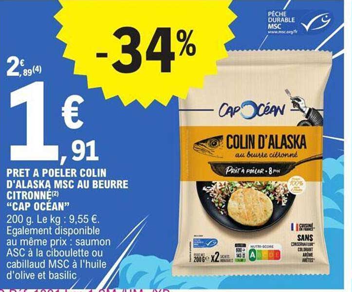 Prêt à Poêler Colin D'alaska Msc Au Beurre Citronné Cap Océan