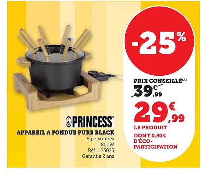 Princess Appareil à Fondue Pure Black
