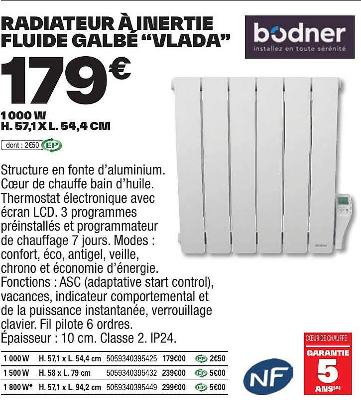 radiateur à inertie fluide galbé "vlada" bodner