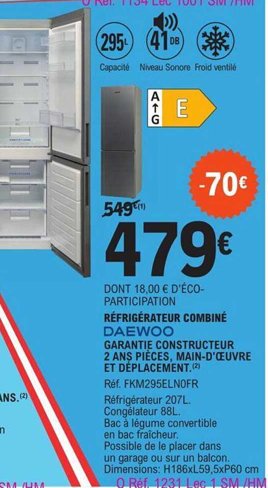 Réfrigérateur Combiné Daewoo