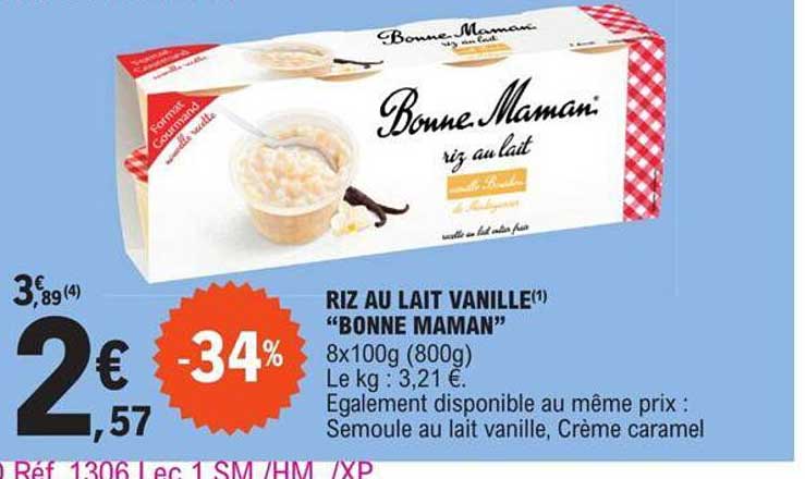 riz au lait vanille "bonne maman"