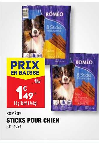 roméo sticks pour chien