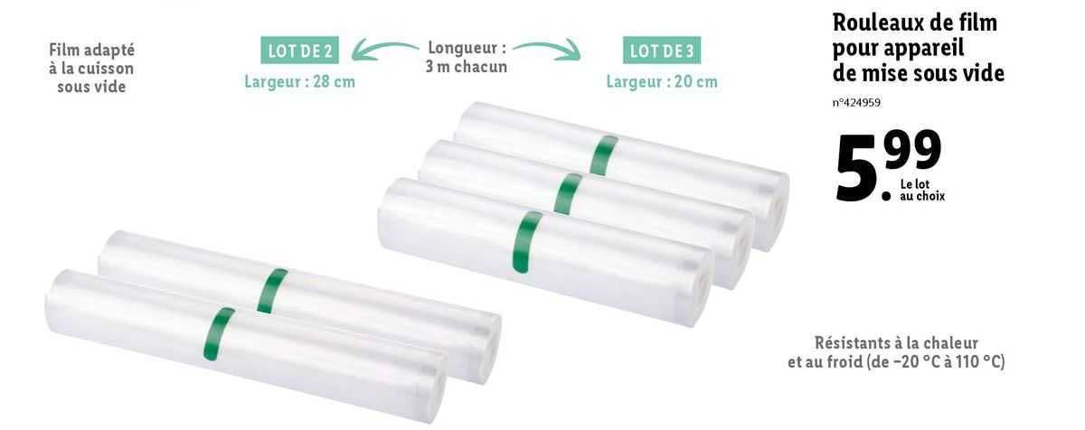 rouleaux de film pour appareil de mise sous vide