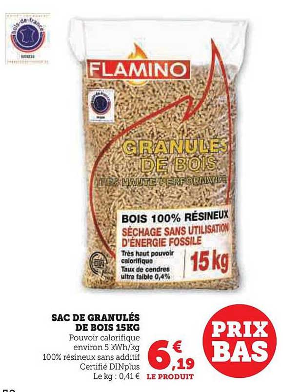 Sac De Granulés De Bois 15 Kg Flamino