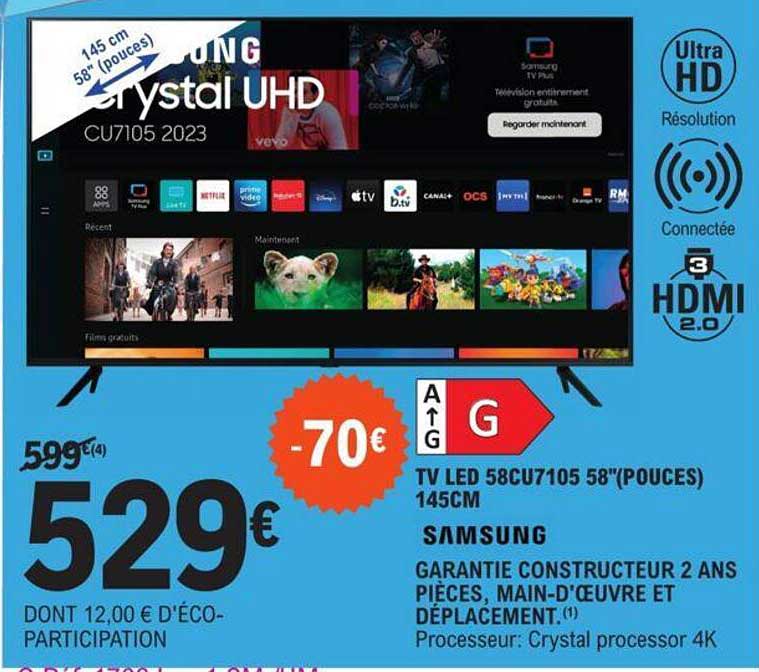 Samsung Tv Led 58cu7105 58" (pouces) 145cm