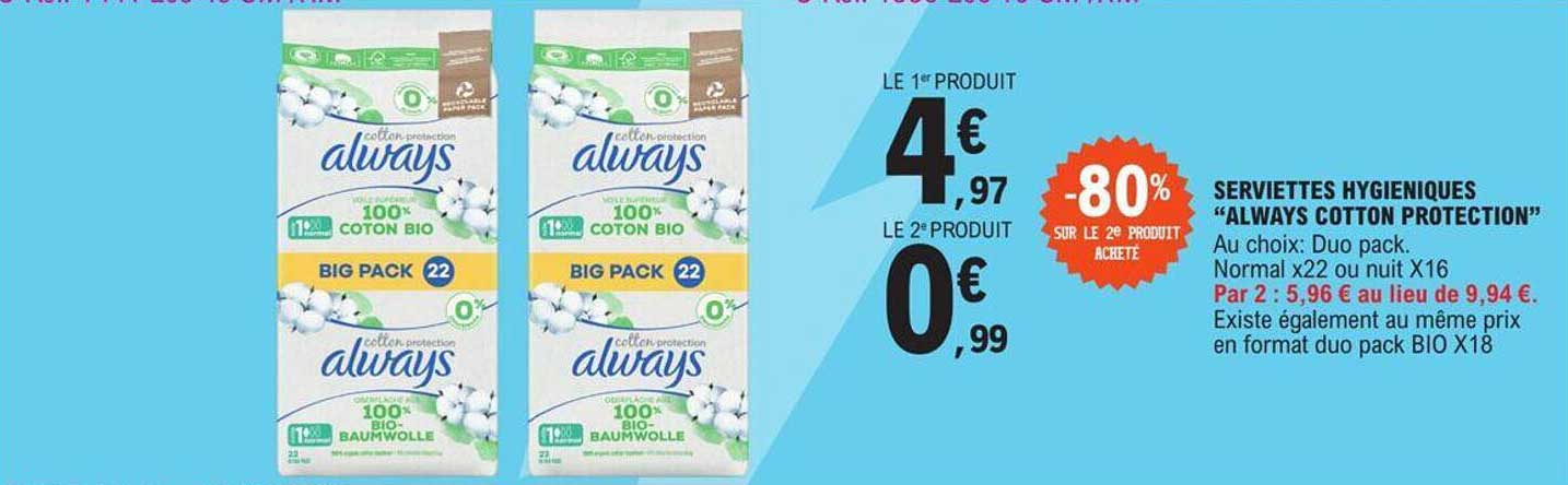 serviettes hygiéniques always cotton protection