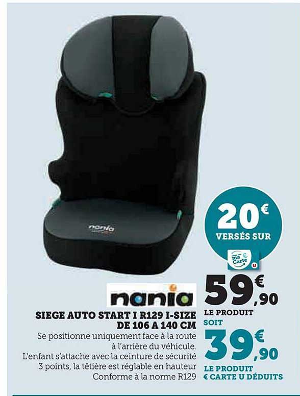 siège auto start i r129 i-size de 106 à 140 cm nania