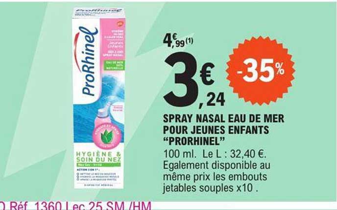 spray nasal eau de mer pour jeunes enfants "prorhinel"