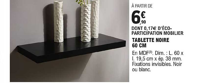 Tablette Noire 60 Cm