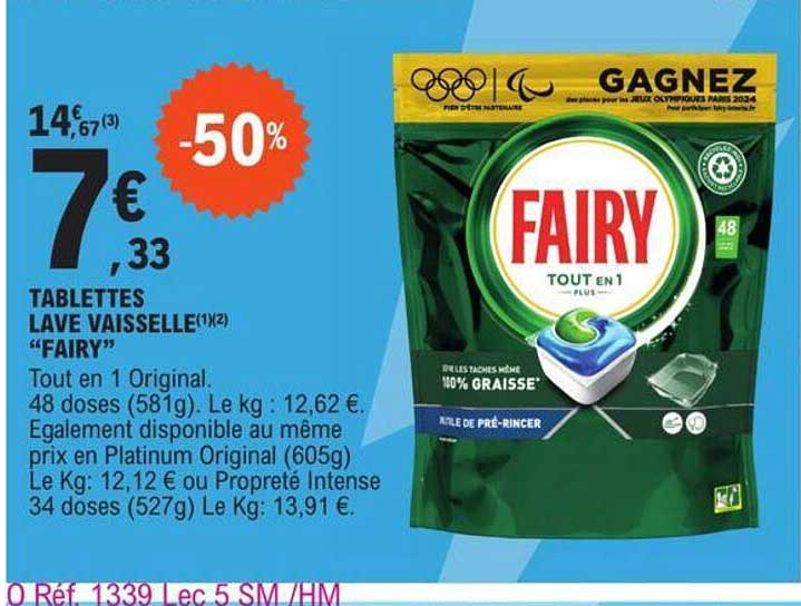 tablettes lave vaisselle fairy