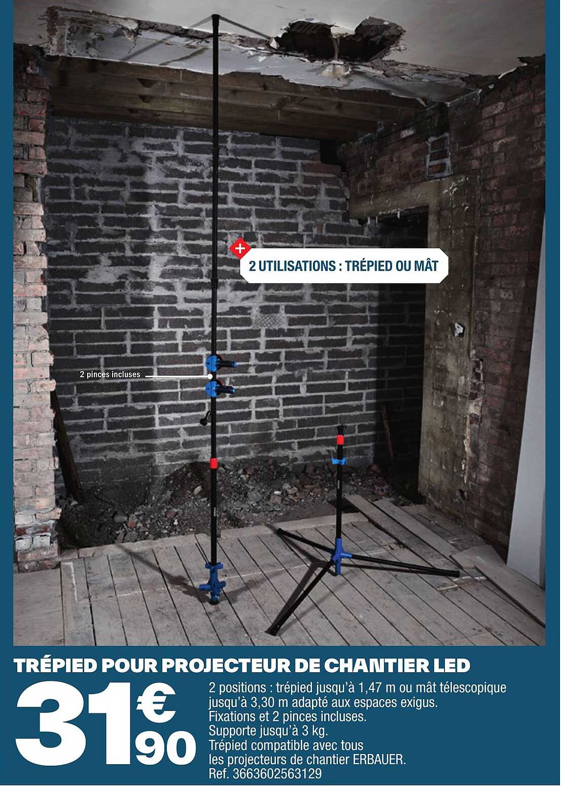 Trépied Pour Projecteur De Chantier Led