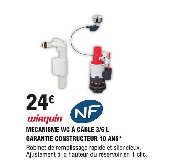 wirquin mécanisme wc à câble 3-6l