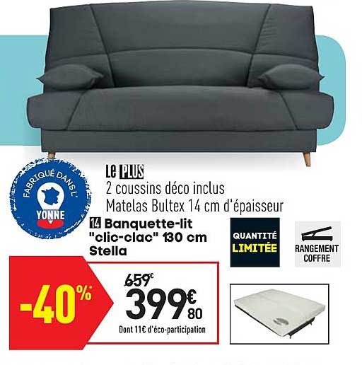 banquette lit clic clac 130 cm stella