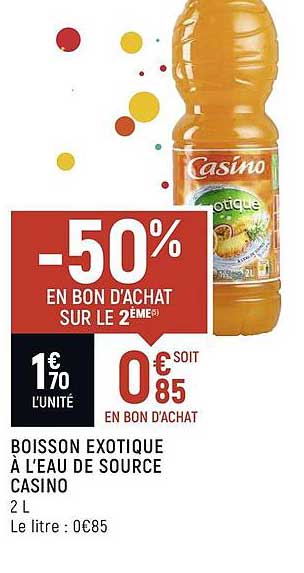 boisson exotique à l'eau de source casino