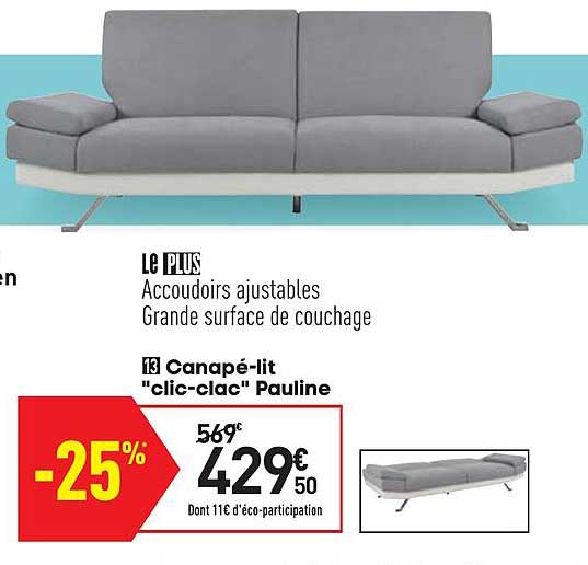 canapé lit clic clac pauline