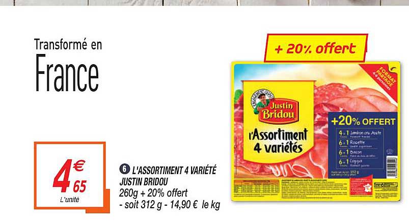 l'assortiment 4 variété justin bridou