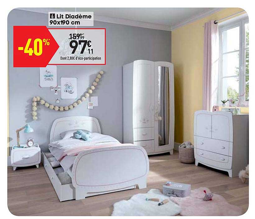 lit diadème 90x190 cm