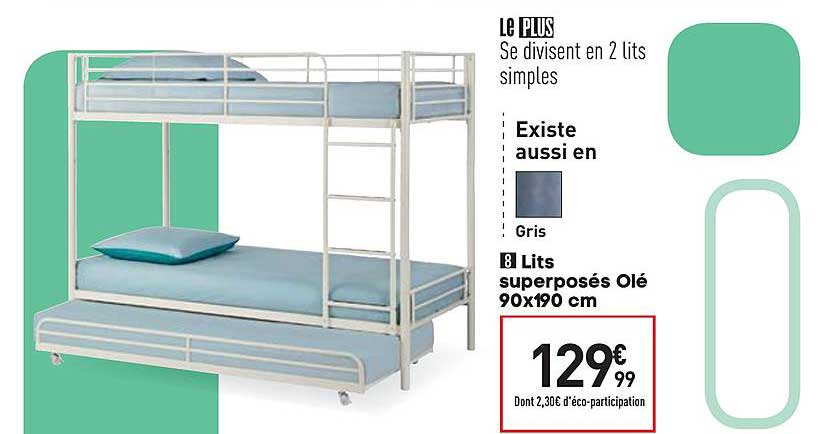 lits superposés olé 90x190 cm