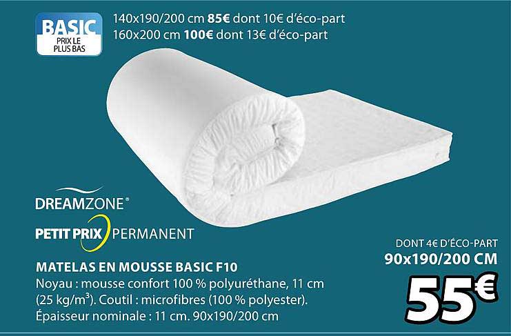 Matelas En Mousse Basic F10 Dreamzone