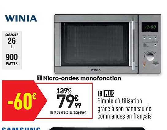 micro ondes monofonction winia
