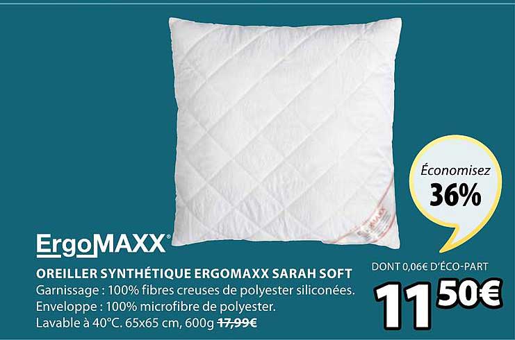 oreiller synthétique ergomaxx sarah soft