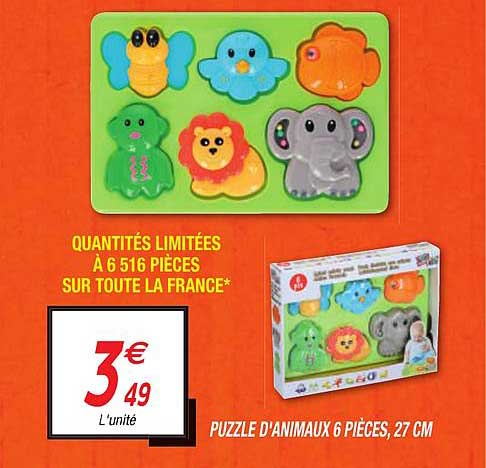 puzzle d'animaux 6 pièces, 27 cm