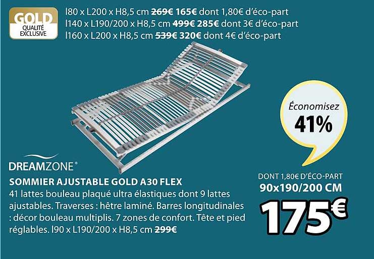 sommier ajustable gold a30 flex dreamzone