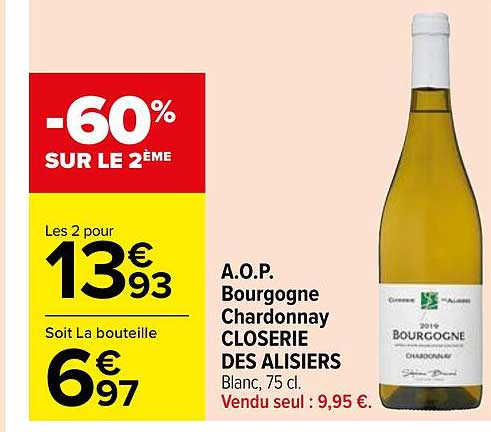 a.o.p. bourgogne chardonnay closerie des alisiers