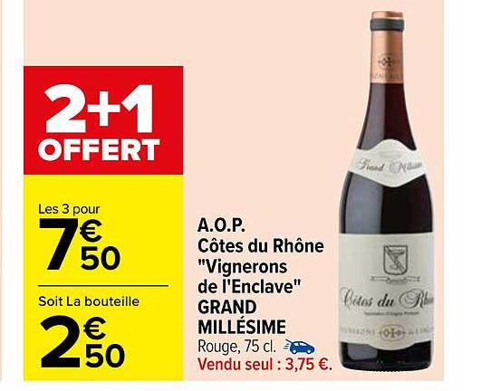 a.o.p. côtes du rhône "vignerons de l'enclave" grand millésime