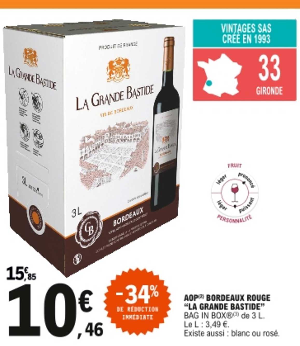 aop bordeaux rouge "la grande bastide" -34% de réduction immédiate