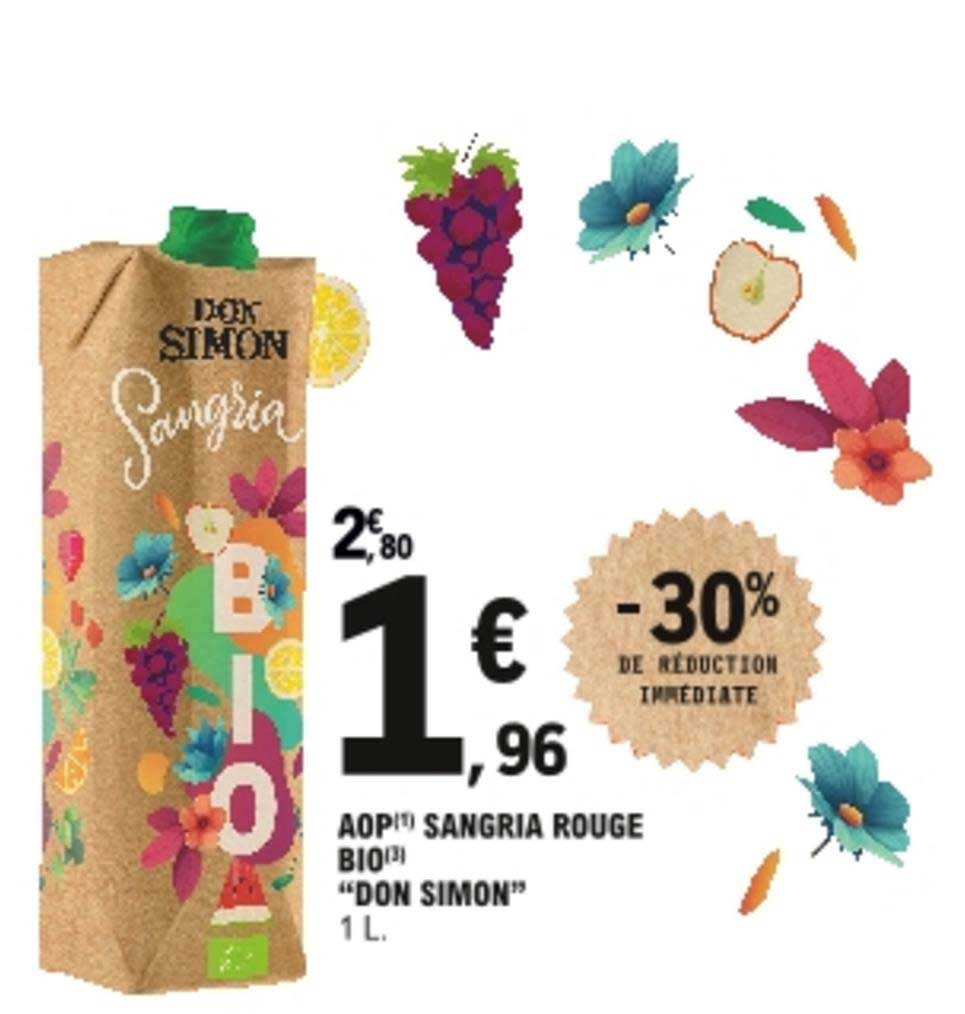 aop sangria rouge bio "don simon" -30% de réduction immédiate